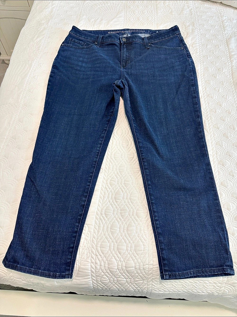 Chico's So Slimming Girlfriend Slim Leg Ankle Jeans Blue Waist 14